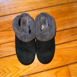 UGG Black and Gray Suede Slippers